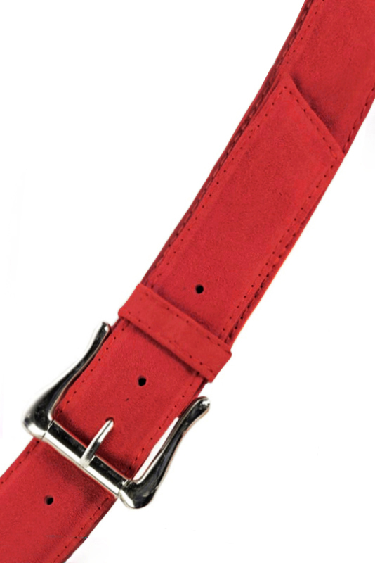 Scarlet red women's dress belt, matching pumps and bags. Made to measure. Top view - Florence KOOIJMAN